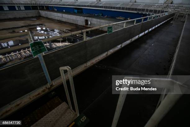 View from the mostly abandoned Olympic Aquatics stadium at the Olympic Park on May 20, 2017 in Rio de Janeiro, Brazil. In the nine months after the...