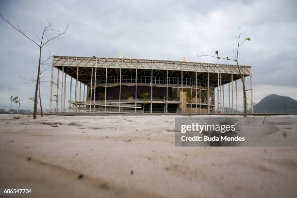 View from the mostly abandoned Olympic Aquatics stadium at the Olympic Park on May 20, 2017 in Rio de Janeiro, Brazil. In the nine months after the...