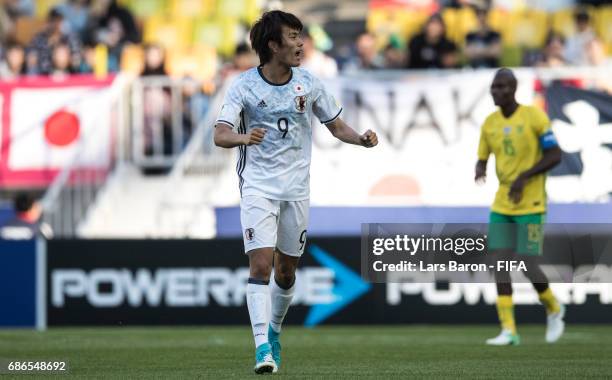 Koki Ogawa of Japan celebrates during the FIFA U-20 World Cup Korea Republic 2017 group D match between South Africa and Japan at Suwon World Cup...