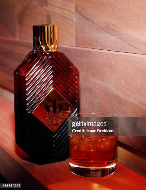 Virginia Black Whiskey on the rocks is pictured at the Virginia Black VIP lounge during the 2017 Billboard Music Awards at T-Mobile Arena on May 21,...