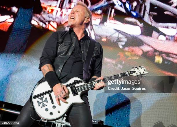 Musician James Hetfield of Metallica performs at MAPFRE Stadium on May 21, 2017 in Columbus, Ohio.