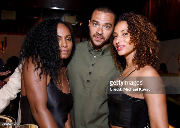 Ciarra Pardo, actor Jesse Williams, and Olivia Fischa attend Moet & Chandon's Beats and Bites dinner series at The Nice Guy on May 21, 2017 in Los...