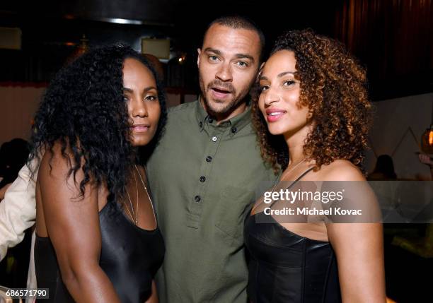 Ciarra Pardo, actor Jesse Williams, and Olivia Fischa attend Moet & Chandon's Beats and Bites dinner series at The Nice Guy on May 21, 2017 in Los...