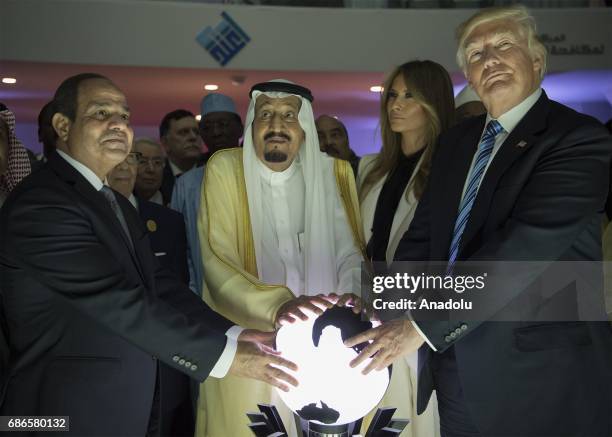 President Donald Trump, US First lady Melania Trump , Saudi Arabia's King Salman bin Abdulaziz al-Saud and Egyptian President Abdel Fattah el-Sisi...