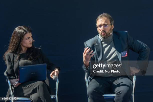 Iyad El-Baghdadi and Maryam Nayeb Yazdi, speak at the panel discussion on Islam and Liberty at the 2017 Oslo Freedom Forum on May 21, 2017. During a...