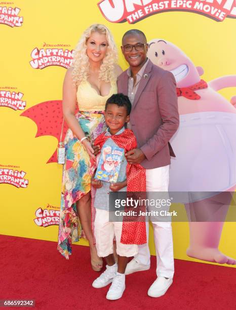 Comedian Tommy Davidson poses with his family at the Premiere Of 20th Century Fox's "Captain Underpants: The First Epic Movie" at Regency Village...