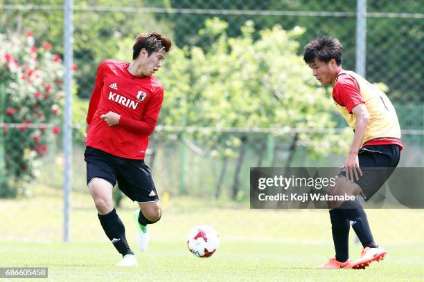 Akito Takagi of Japan in action during a training session ahead of the FIFA U-20 World Cup Korea Republic 2017 group D match against Uruguay on May...