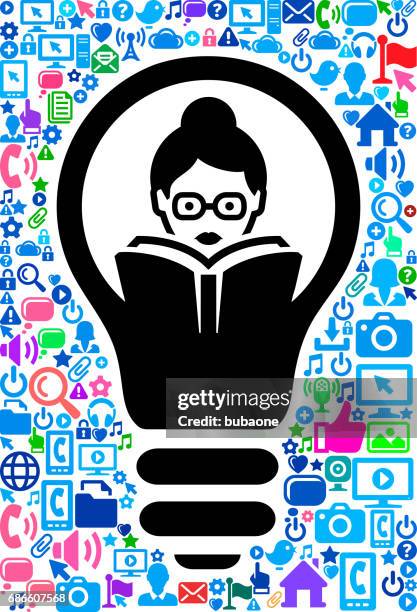 woman reading technology web vector background pattern - man reading tablet stock illustrations