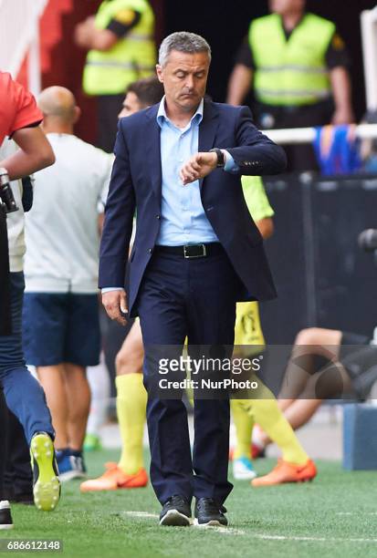 Fran Escriba head coach of Villarreal CF during their La Liga match between Valencia CF and Villarreal CF at the Mestalla Stadium, on 21th May 2017...