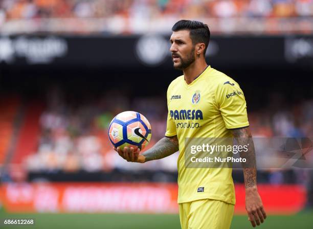 Roberto Soriano of Villarreal CF looks on during their La Liga match between Valencia CF and Villarreal CF at the Mestalla Stadium, on 21th May 2017...