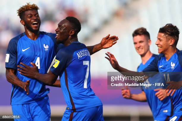Jean-Kevin Augustin of France celebrates with Jerome Onguene and Amine Harit after scoring a goal during the FIFA U-20 World Cup Korea Republic 2017...