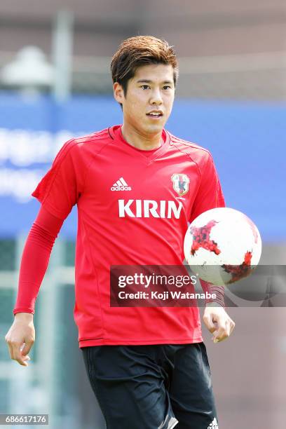 Akito Takagi of Japan in action during a training session ahead of the FIFA U-20 World Cup Korea Republic 2017 group D match against Uruguay on May...