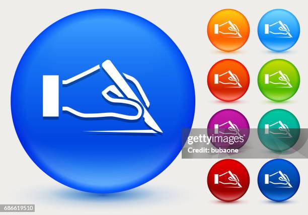 scalp icon on shiny color circle buttons - scalp stock illustrations