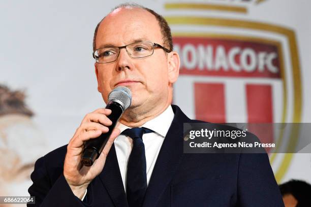 Prince Albert II of Monaco during AS Monaco French Ligue 1 Winners Parade on May 21, 2017 in Monaco, Monaco.