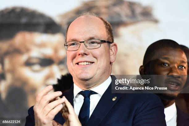 Prince Albert II of Monaco during AS Monaco French Ligue 1 Winners Parade on May 21, 2017 in Monaco, Monaco.