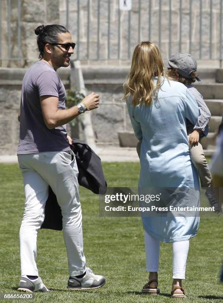 Marta Ortega, her son Amancio Ortega and Carlos Torretta attend the Global Champions Tour tournament on May 21, 2017 in Madrid, Spain.