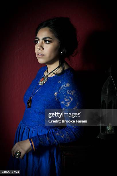 portraits of mexipino woman. - brooke fasani stock pictures, royalty-free photos & images