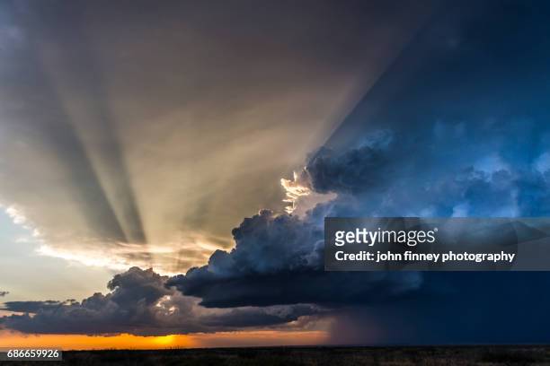 supercell storm clouds at sunset. new mexico, usa - extreme weather stock pictures, royalty-free photos & images