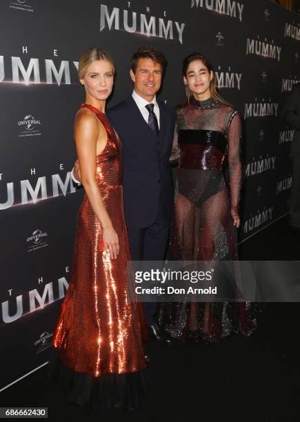 Annabelle Wallis, Tom Cruise and Sofia Wallis arrive ahead of The Mummy Australian Premiere at State Theatre on May 22, 2017 in Sydney, Australia.