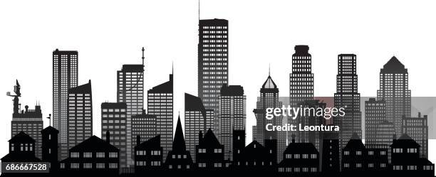 city (all buildings are separate and complete) - miami stock illustrations