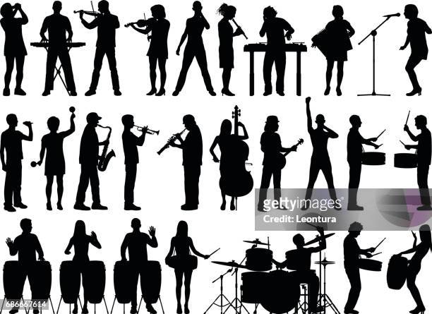 musicians - musician silhouette stock illustrations