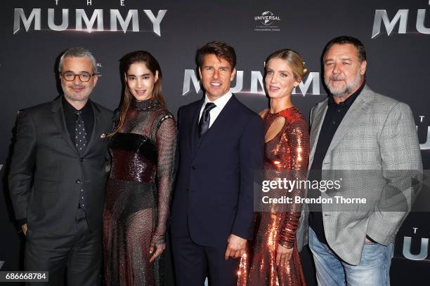 Alex Kurtzman, Sofia Boutella, Tom Cruise, Annabelle Wallis and Russell Crowe arrive ahead of The Mummy Australian Premiere at State Theatre on May...