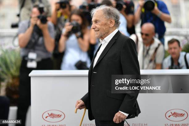 French actor Jean-Louis Trintignant poses on May 22, 2017 during a photocall for the film 'Happy End' at the 70th edition of the Cannes Film Festival...