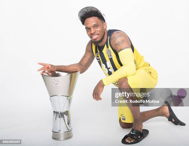 Bobby Dixon, #35 of Fenerbahce Istanbul pose with Trophy duringTurkish Airlines EuroLeague Basketball Final Four istanbul 2017 Champion Photo Session...