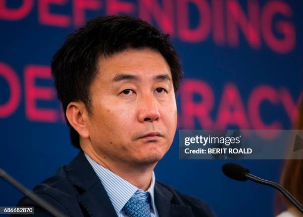 Former North Korean concentration camp inmate Kang Chol-Hwan attends a press conference on May 22, 2017 at the Oslo Freedom Forum. / AFP PHOTO / NTB...