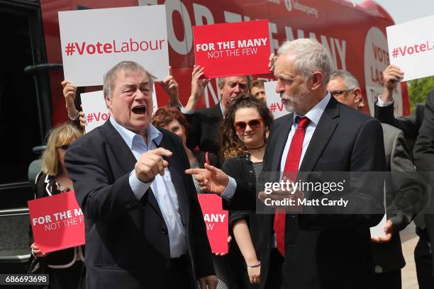 Labour leader Jeremy Corbyn attends a campaign rally with former Deputy Prime Minister Lord Prescott, on May 22, 2017 in Hull, England. Britain goes...