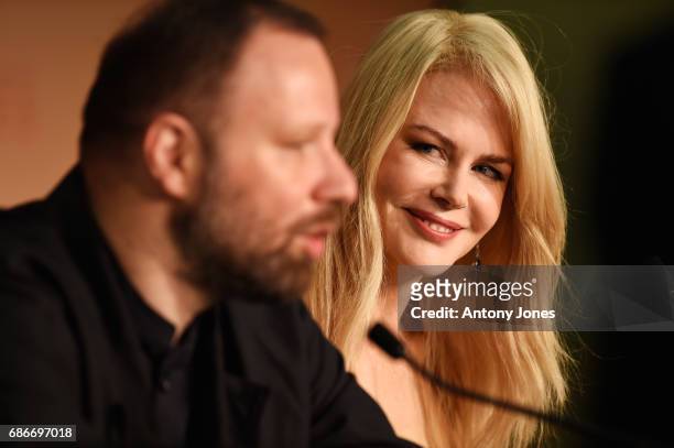 Director Yorgos Lanthimos and Nicole Kidman attend the "The Killing Of A Sacred Deer" press conference during the 70th annual Cannes Film Festival on...