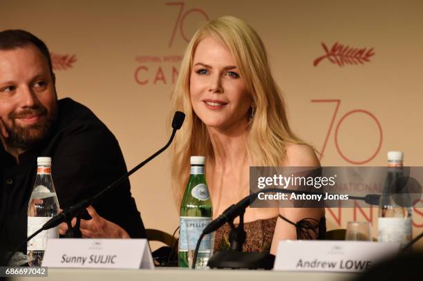 Director Yorgos Lanthimos and Nicole Kidman attend the "The Killing Of A Sacred Deer" press conference during the 70th annual Cannes Film Festival on...