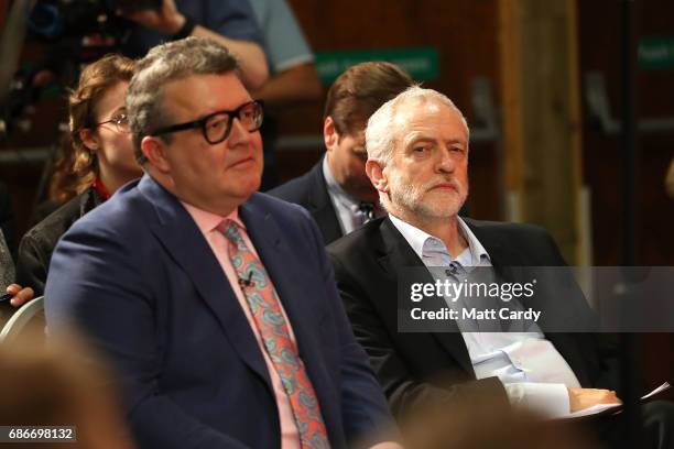 Labour leader Jeremy Corbyn and Deputy Leader Tom Watson attend a campaign rally to launch Labours Cultural Manifesto at Fruit on May 22, 2017 in...