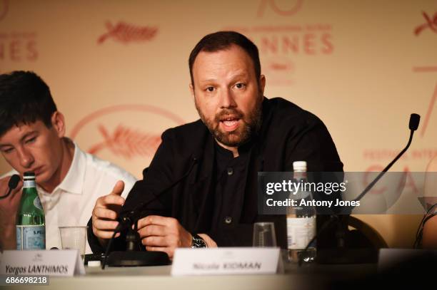 Barry Keoghan and Yorgos Lanthimos attend "The Killing Of A Sacred Deer" press conference during the 70th annual Cannes Film Festival at Palais des...