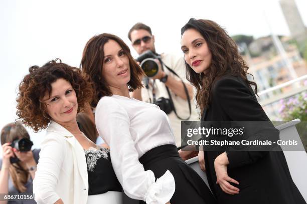 Actresses Nadia Kaci, Aure Atika and Hania Amar attend "Waiting For Swallows " photocall during the 70th annual Cannes Film Festival at Palais des...