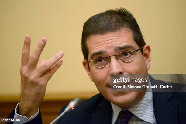 Deputy Daniele Capezzone during a press conference on the results of the May 19th Iran elections, on May 22, 2017 in Rome, Italy.