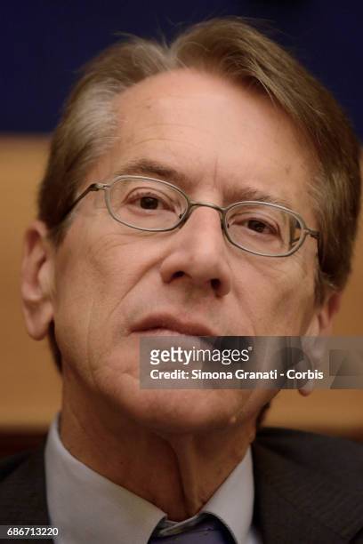 Ambassador Giulio Terzi di Sant'Agata during a press conference on the results of the May 19th Iran elections, on May 22, 2017 in Rome, Italy.