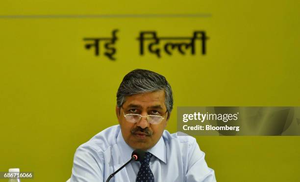 Tripathi, chairman and managing director of GAIL India Ltd., speaks during a news conference in New Delhi, India, on Monday, May 22, 2017. Shares of...