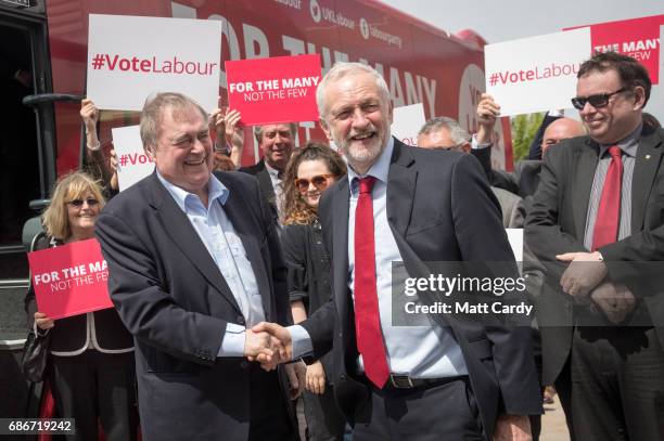 Lord John Prescott joins Labour leader Jeremy Corbyn at the launch of Labour's Cultural Manifesto at Fruit on May 22, 2017 in Hull, England. Britain...