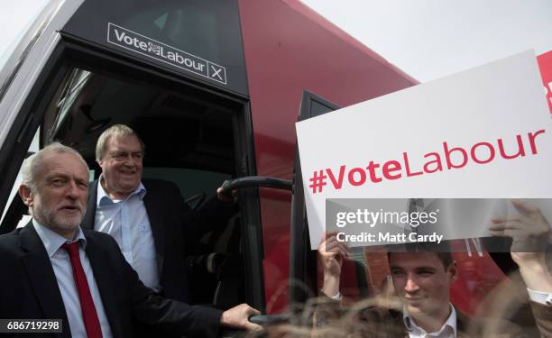 Lord John Prescott joins Labour leader Jeremy Corbyn at the launch of Labour's Cultural Manifesto at Fruit on May 22, 2017 in Hull, England. Britain...