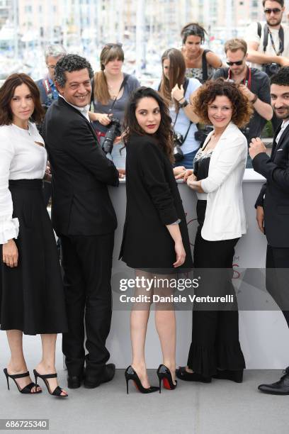 Actors Aure Atika, Hassan Kachach, Hania Amar, Nadia Kaci and Karim Moussaoui and attend "Waiting For Swallows " photocall during the 70th annual...