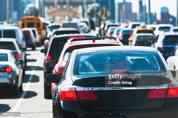 usa, new york state, new york city, cars in traffic jam - traffic jam stock pictures, royalty-free photos & images