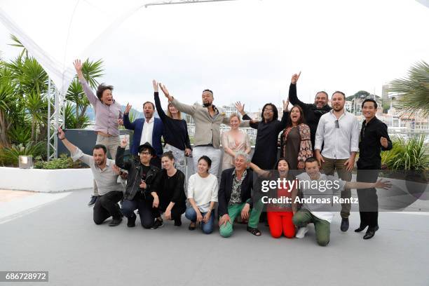 Directors attend the Les Realisateur De L'Atelier photocall during the 70th annual Cannes Film Festival at Palais des Festivals on May 22, 2017 in...