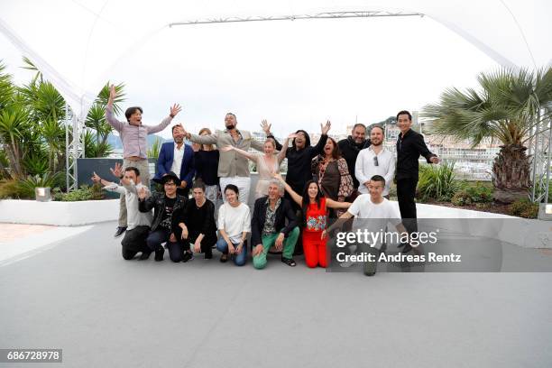 Directors attend the Les Realisateur De L'Atelier photocall during the 70th annual Cannes Film Festival at Palais des Festivals on May 22, 2017 in...