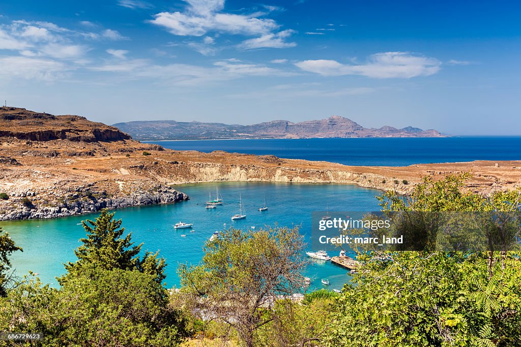 Harbor in Lindos, Rhodes, Greece