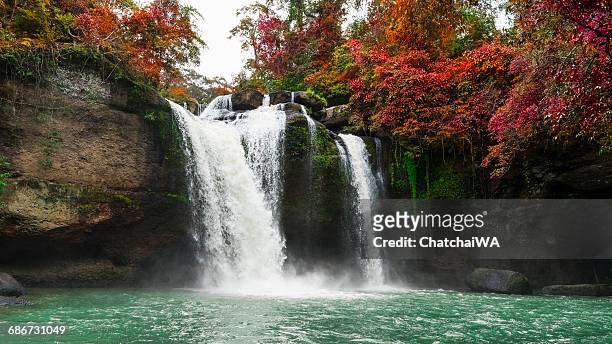haew suwat waterfall, khao yai national park, thailand - khao yai national park stock pictures, royalty-free photos & images