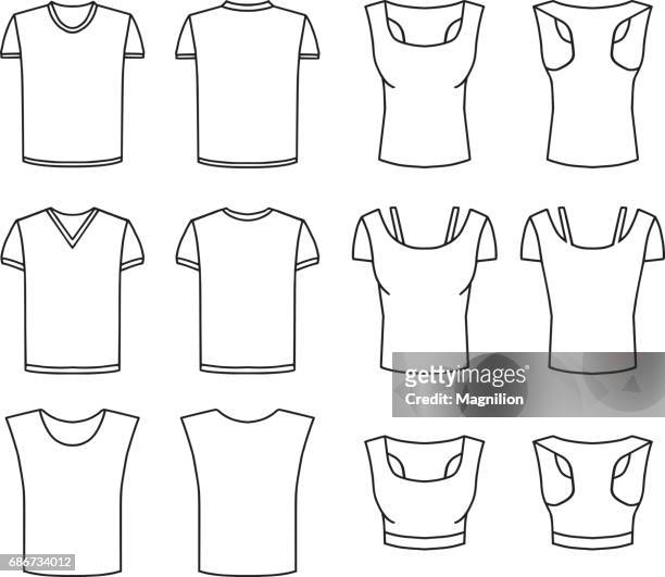 men's and women's t-shirts - sport set stock illustrations