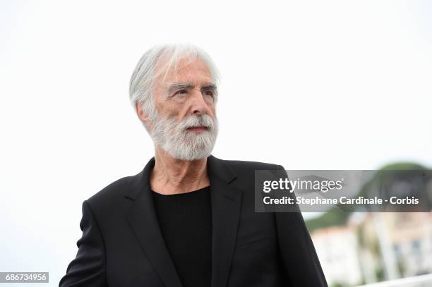 Director Michael Haneke attends the "Happy End" photocall during the 70th annual Cannes Film Festival at Palais des Festivals on May 22, 2017 in...