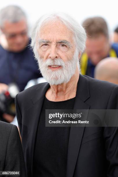 Director Michael Haneke attends the "Happy End" photocall during the 70th annual Cannes Film Festival at Palais des Festivals on May 22, 2017 in...