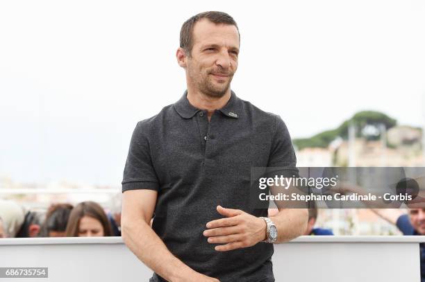Actor Mathieu Kassovitz attends the "Happy End" photocall during the 70th annual Cannes Film Festival at Palais des Festivals on May 22, 2017 in...